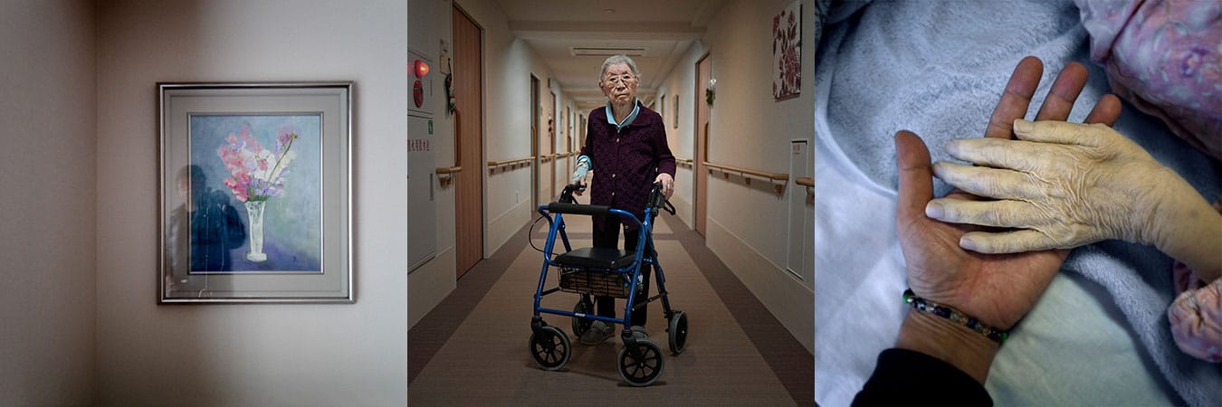 (l-r) "Self Portrait with My Mother’s Painting," Tokyo, 2012. "By Her Room," Tokyo, 2013. "Mother’s Hand," Tokyo, 2013. From the series Kai, Following the Cycle of Life. | Photos courtesy of Osamu James Nakagawa