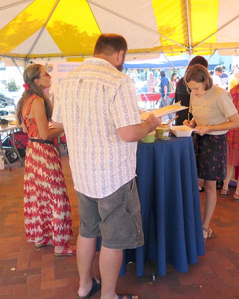 Speaking of food, Emily got to judge the 2017 Salsa Contest at the Bloomington Community Farmers' Market. Pictured here with fellow judges (l-r) Susan Welsand, a.k.a. "The Chile Woman," and Tim Clougher.