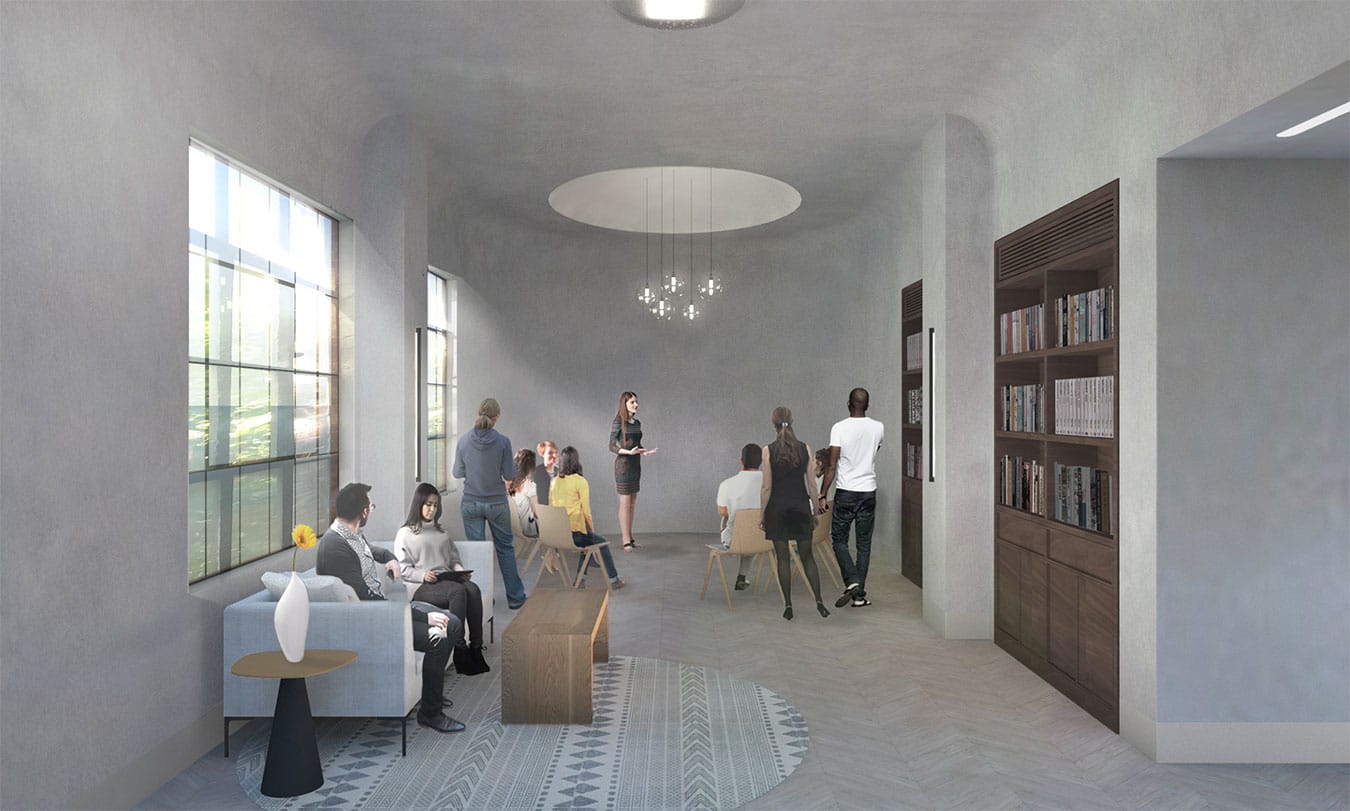 &nbsp;Of the educational space, David says, “We’re calling it a library, but it’s also a classroom.” | Image courtesy of Malane Benedetto