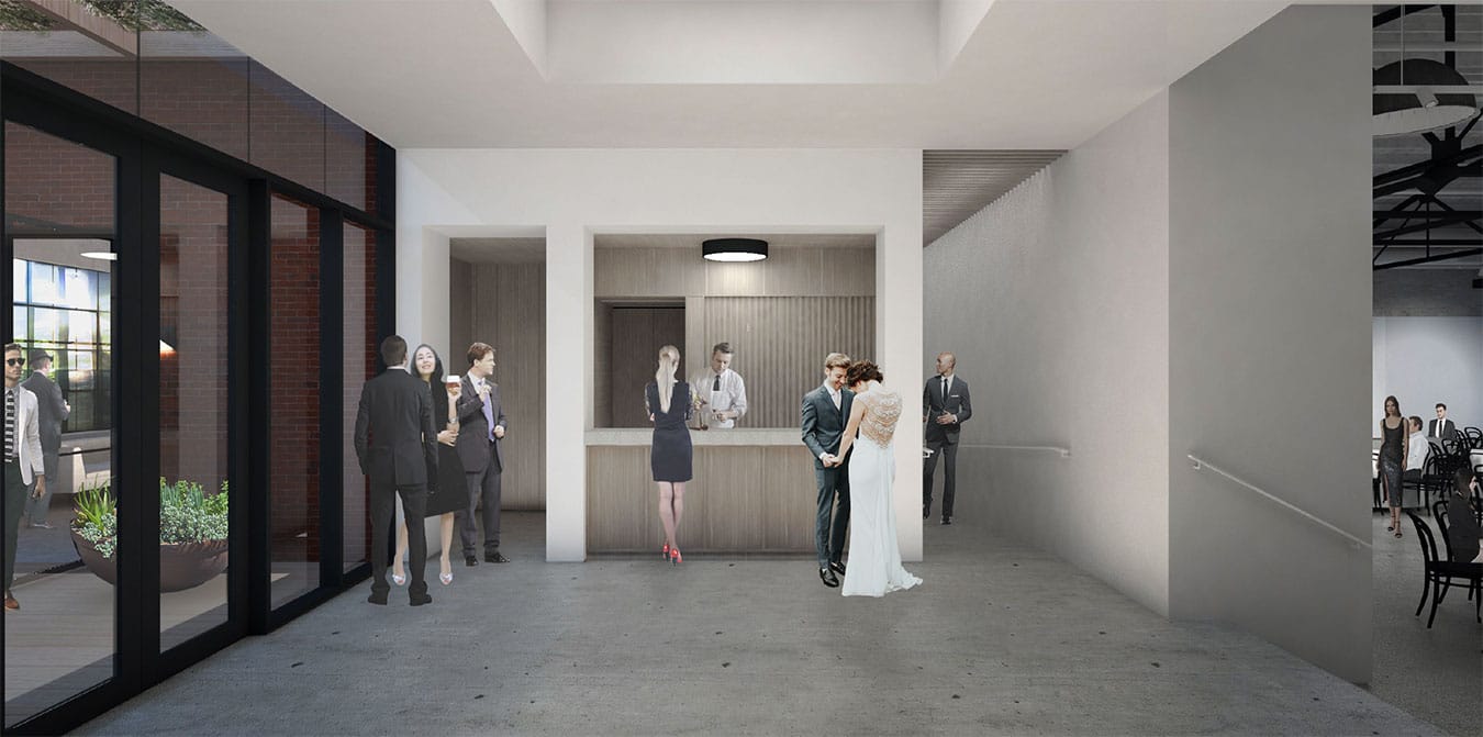 &nbsp;A rendering of FAR’s atrium. While FAR will host weddings during the wedding season, that revenue will allow them to support different artistic endeavors. | Image courtesy of Malane Benedetto