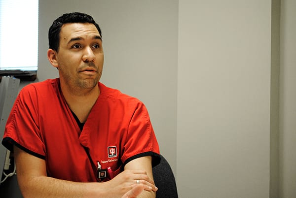 Michael Kukulka is a registered nurse at both IU Health Bloomington Hospital and Positive Link, an HIV/AIDS-centered clinic that is based out of Indiana University Health. | Photo by Nicole McPheeters