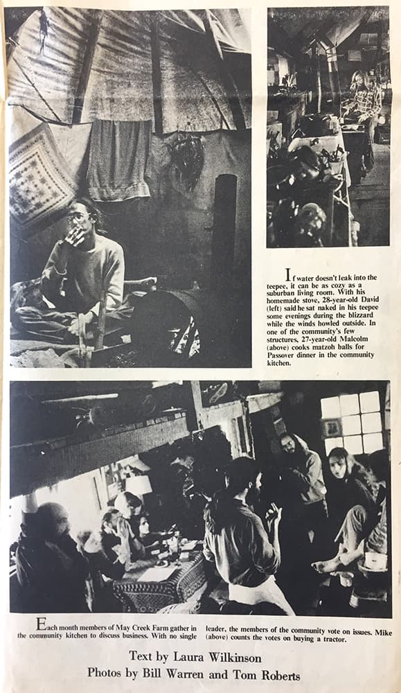 In the 1970s, several publications — from "The Herald-Times" to the "South Central Topics" to "The Courier-Journal & Times Magazine" — reported on “communes” in the area, such as this 1978 photo spread about May Creek Farm in the "Indiana Daily Student." <a href="https://limestonepost.org/content/images/2025/11/may-creek_ids-spread.jpg" target="_blank" rel="noopener">Click here to see the entire spread</a> and <a href="https://limestonepost.org/content/images/2025/11/may-creek-ids-text.jpg" target="_blank" rel="noopener">click here to read the IDS's story.</a>