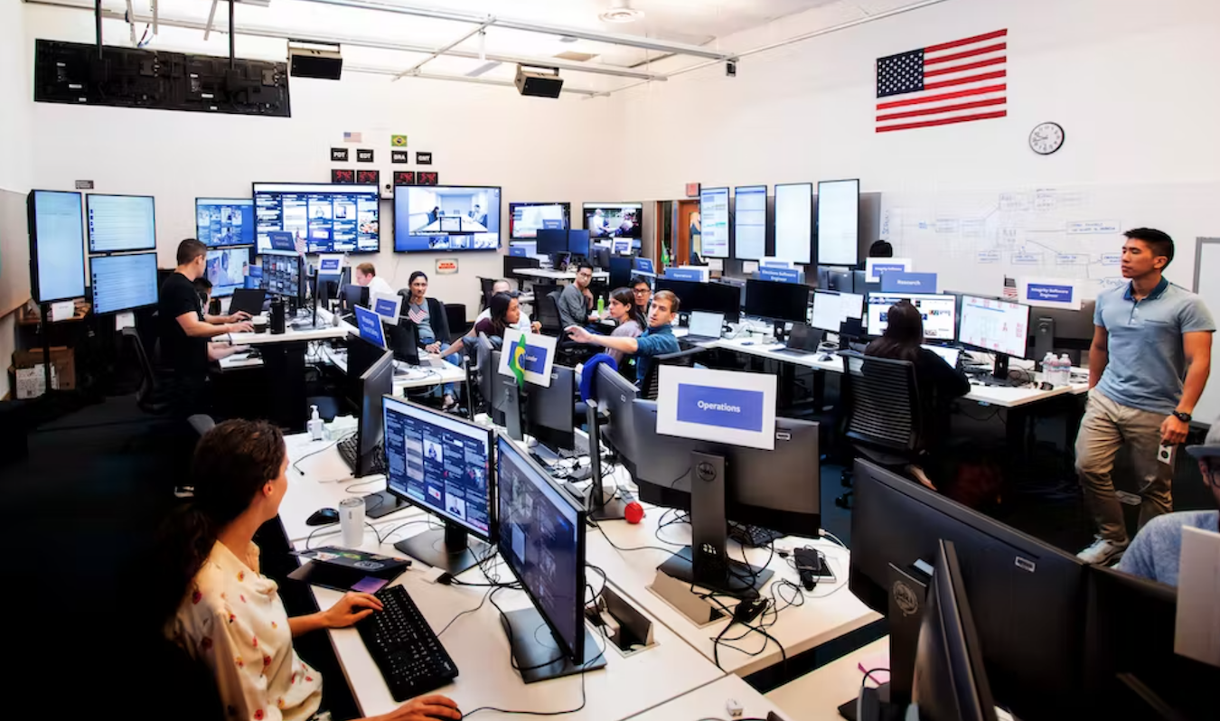 Facebook set up this ‘war room’ for the 2018 midterm elections to try to combat misinformation from foreign sources. Photo by Noah Berger/AFP via Getty Images
