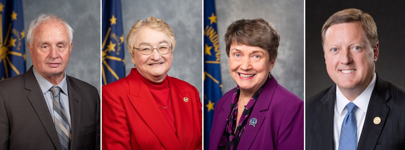 (l-r) Sen. Rick Niemeyer, chair of the Senate Committee on Environmental Affairs; Sen. Susan Glick, chair of the Senate Committee on Natural Resources; Sen. Jean Leising, ranking member of the Senate Committee on Natural Resources; Sen. Eric Koch, Bloomington attorney and chair of the Senate Committee on Utilities | Photos: Indiana General Assembly <a href="https://iga.in.gov/" target="_blank">website</a>