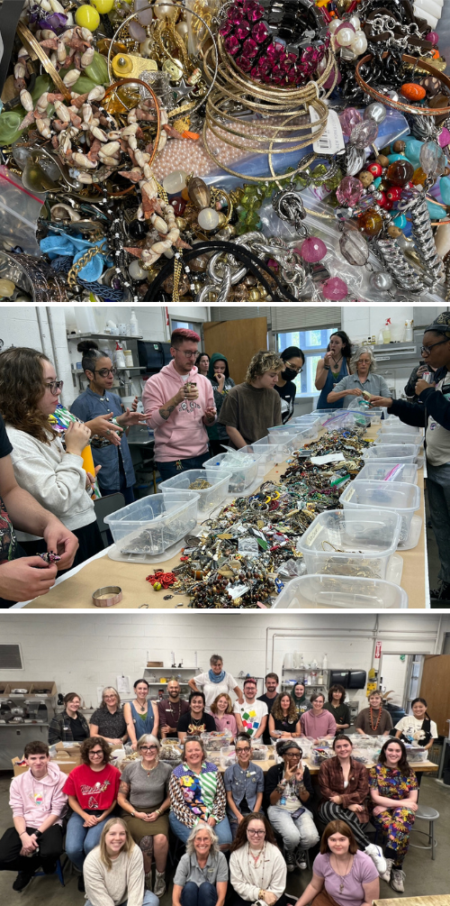 (top to bottom) The assortment, the sorting, the sorters. | Courtesy photos