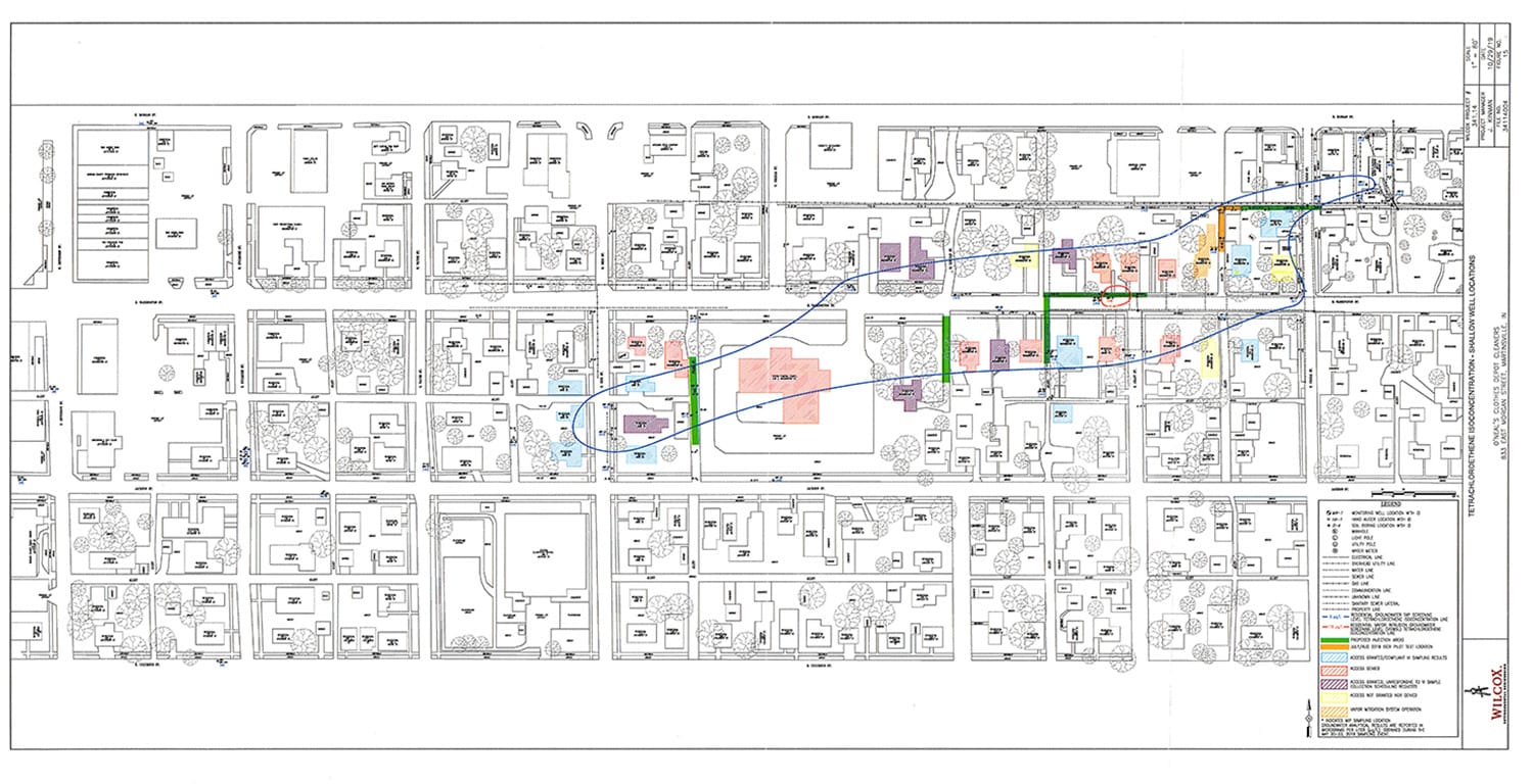 Wilcox Environmental Engineering map of the O’Neal Plume in Martinsville