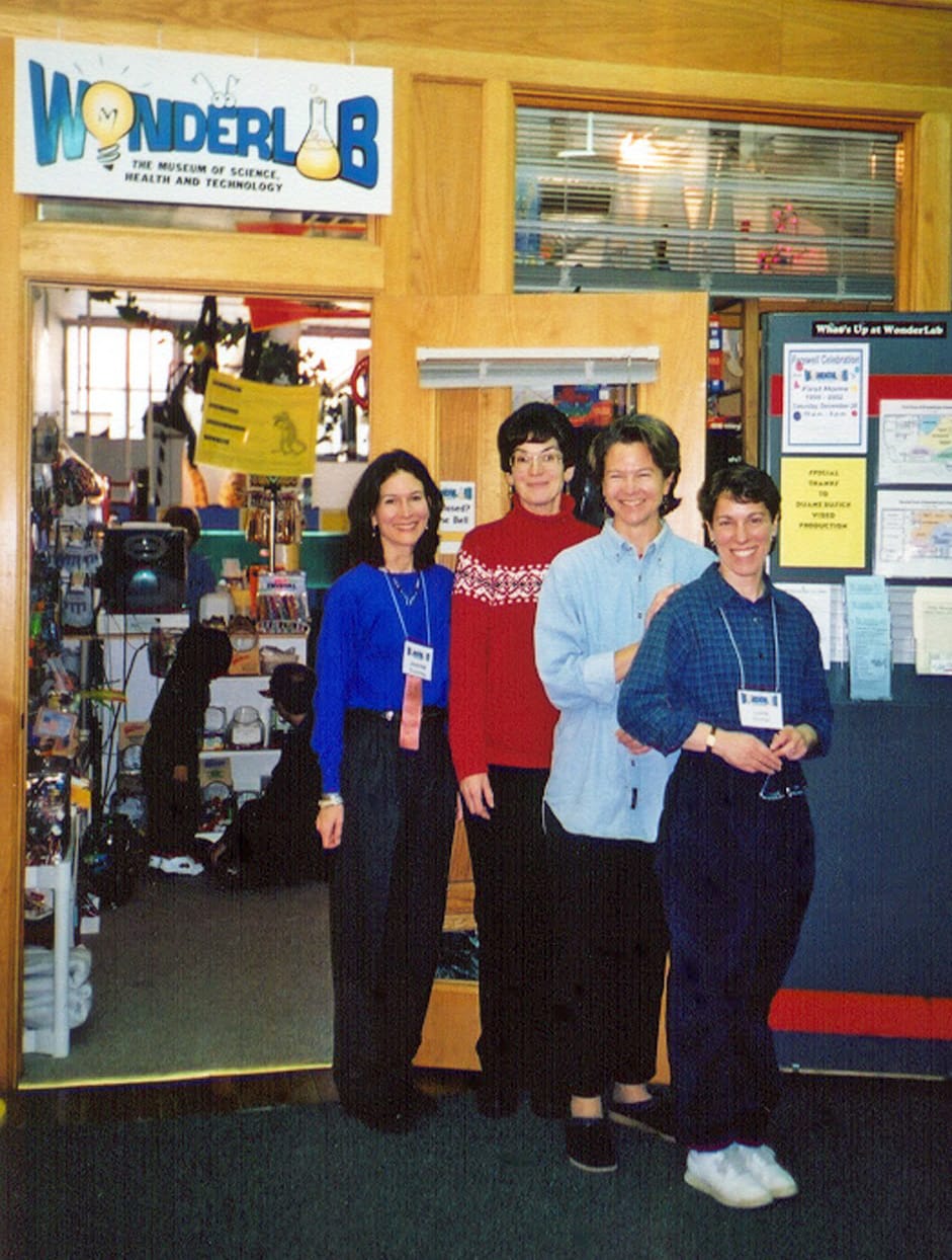 Some of the founders of WonderLab at its original location in the Wicks Building on the downtown square in the 1990s. (l-r) Jeanne Gunning, Catherine Olmer, Karen Jepson-Innes, and Louise Schlesinger | Photo courtesy of WonderLab