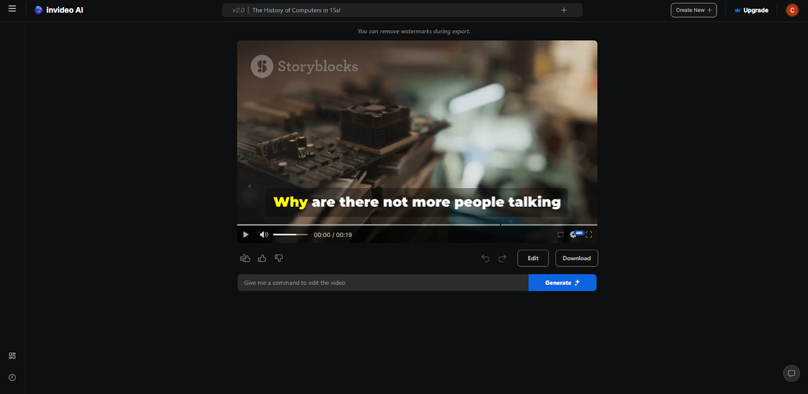 Screenshot of the final video generated by InVideo AI