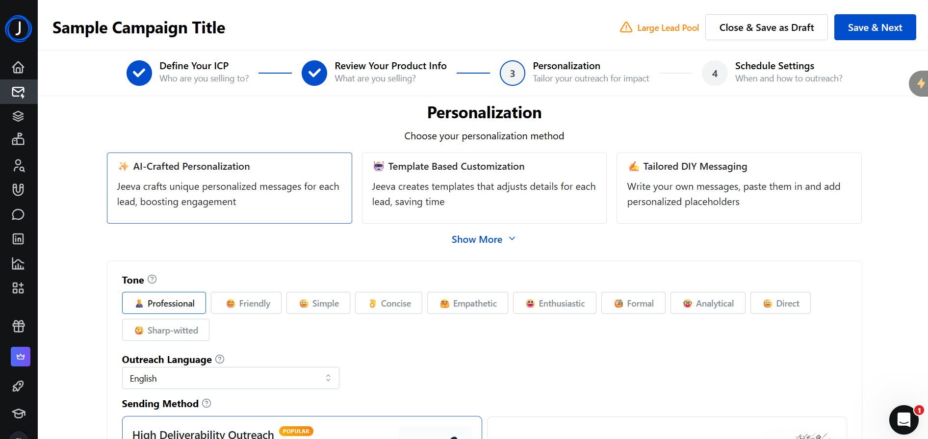 Screenshot of a campaign setup interface.