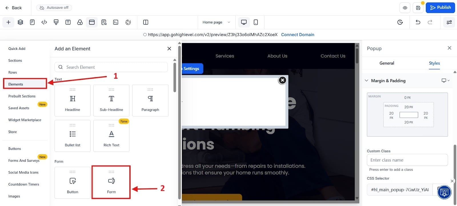 Here you see how to add a form.