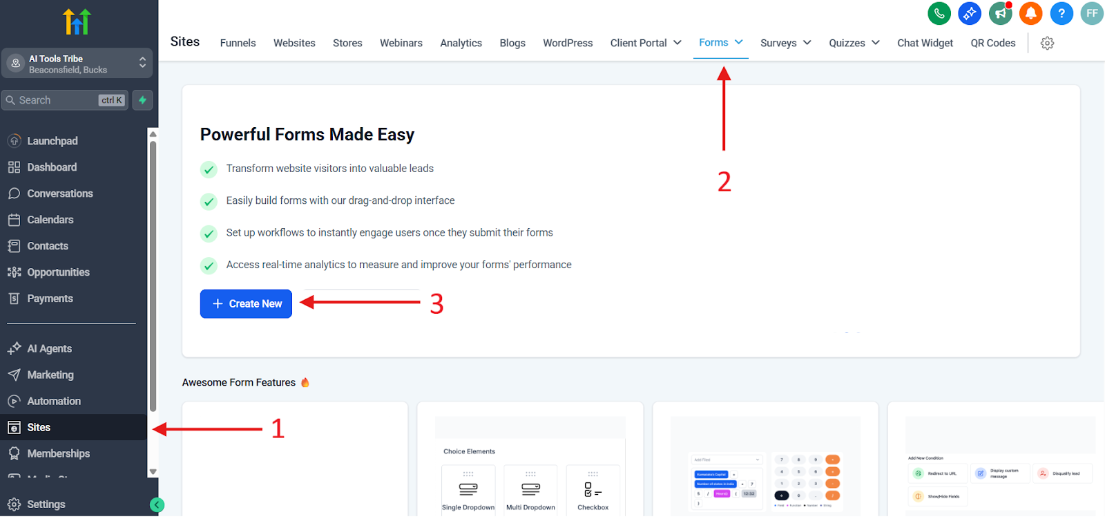 Here is how you would build your form. Follow the steps outlined in the image.