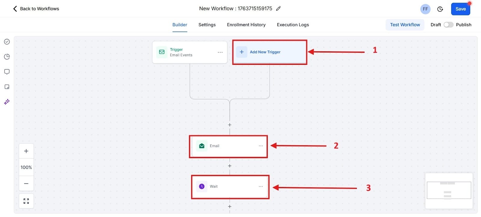 The image shown highlights the process for creating workflow triggers.&nbsp;