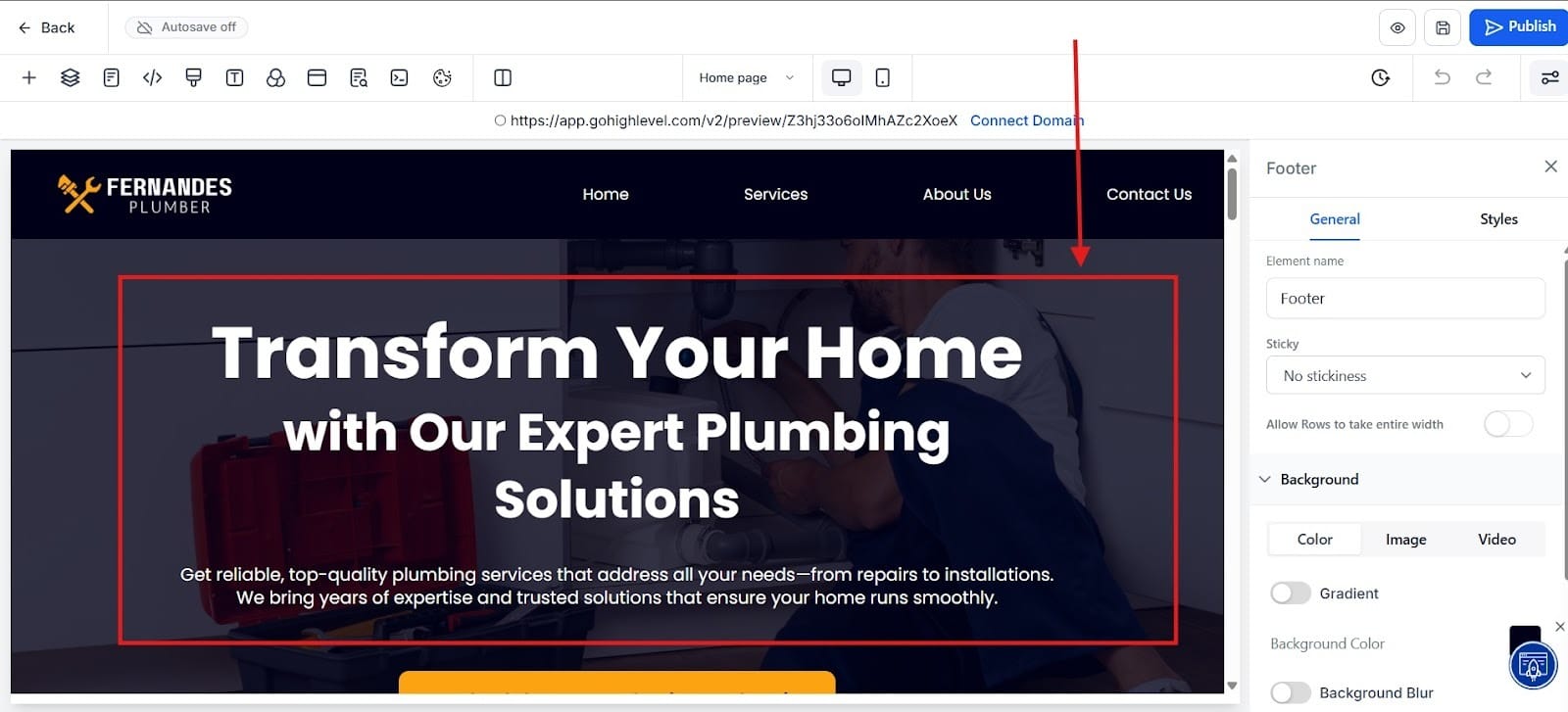 The image above shows you what a hero section looks like.