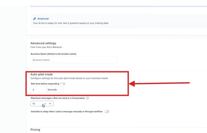 Here you see how to configure the response time for the Missed Call Text-Back Feature.