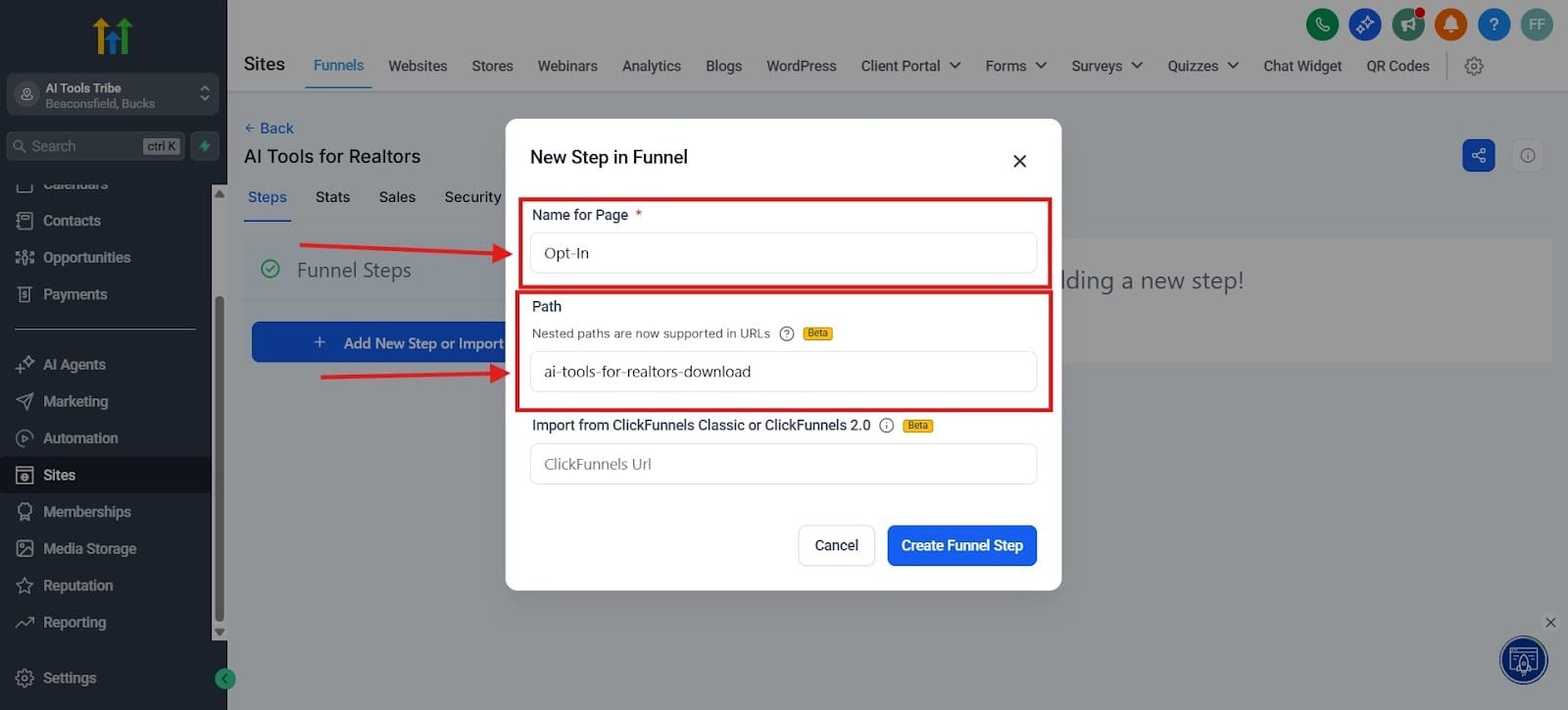 You can use this image to learn how to name your page and create a path.&nbsp;