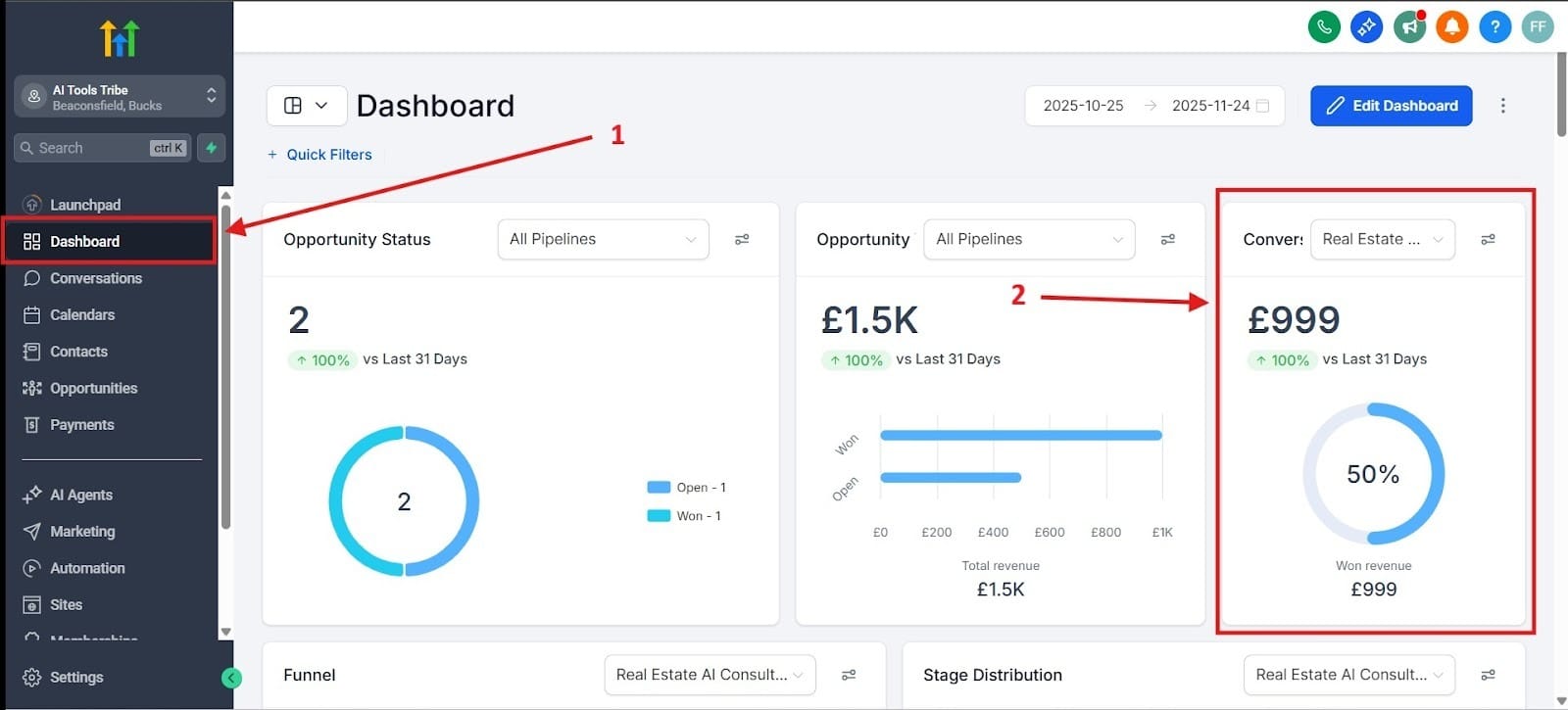 This image will show you how to get to the conversion rate.