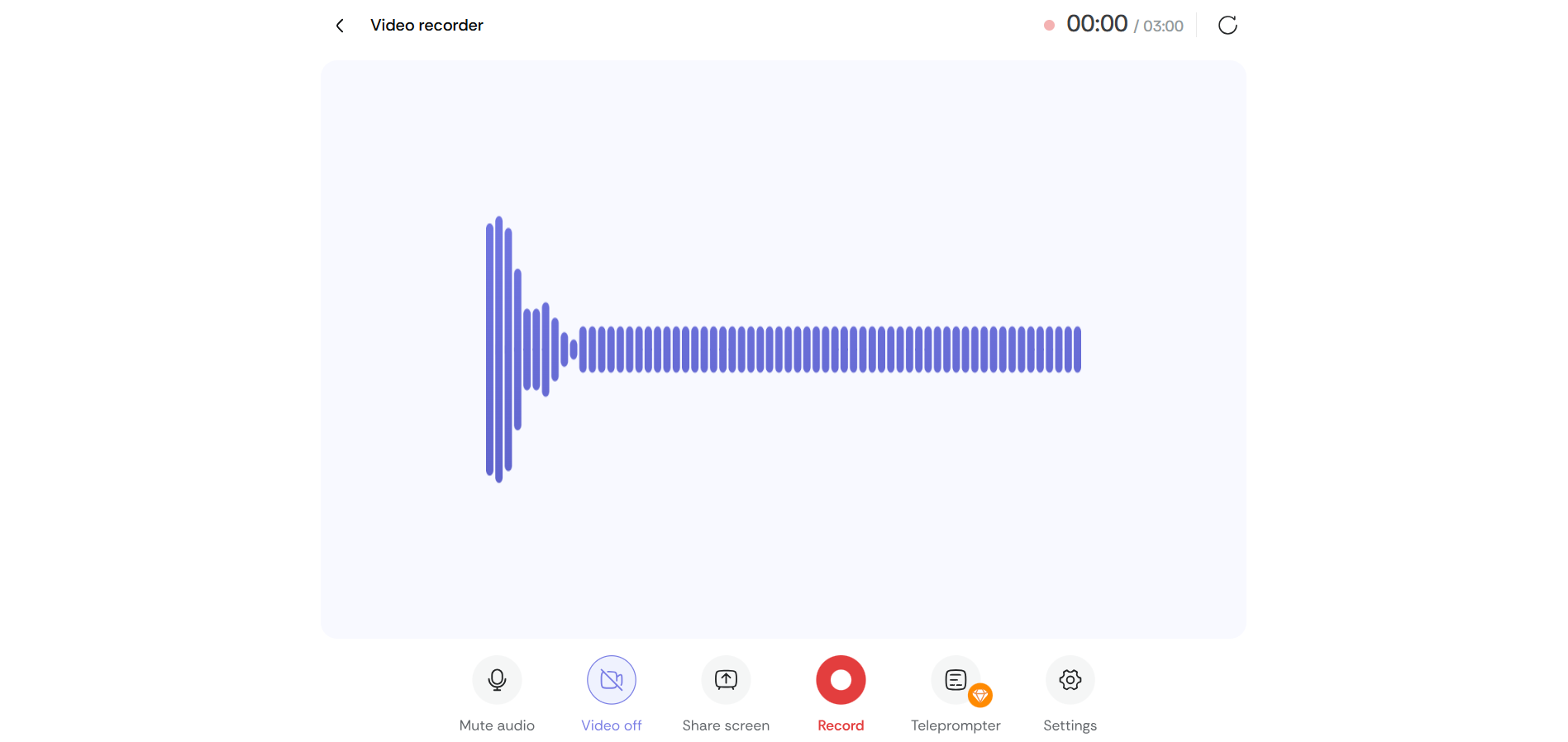 Sendr recording screen showing waveform and record button for creating video or audio messages