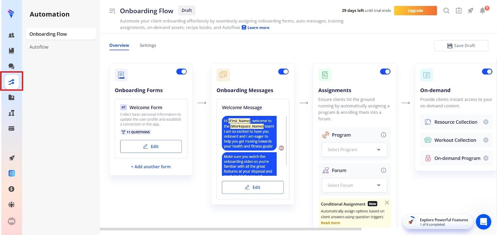 Here you see how to automate the process of getting clients.