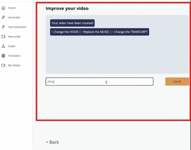 In the image, the LetsTok editor displays the video with controls to change key elements.