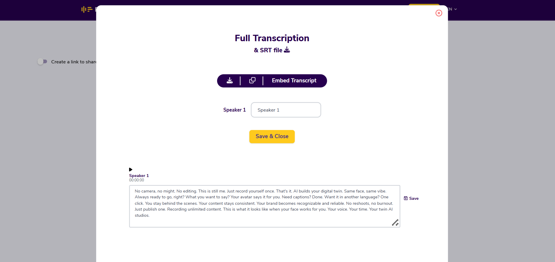 Podsqueeze full transcription editor.