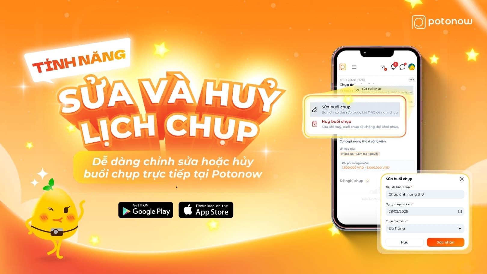 Đã đặt lịch chụp tại Potonow nhưng muốn đổi hoặc hoãn lại thì phải làm sao?