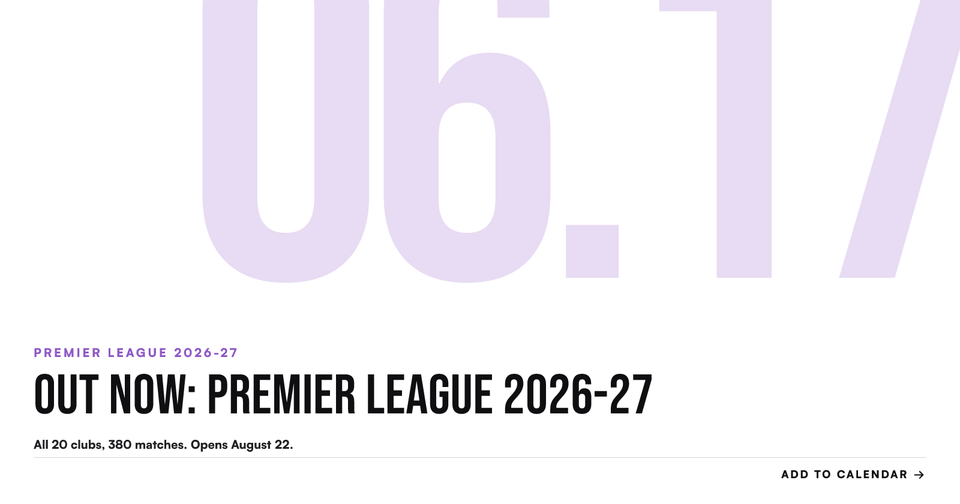 Out Now: Premier League 2026-27 fixtures