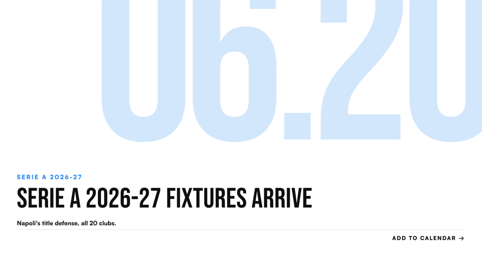Out Now: Serie A 2026-27 fixtures