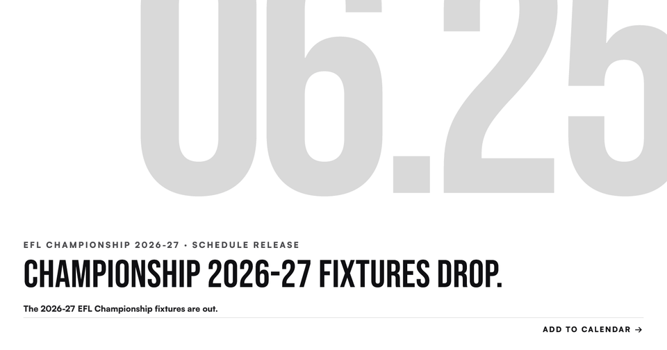 Championship 2026-27 fixtures drop