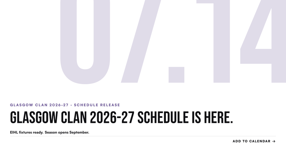 Glasgow Clan 2026-27 schedule is out