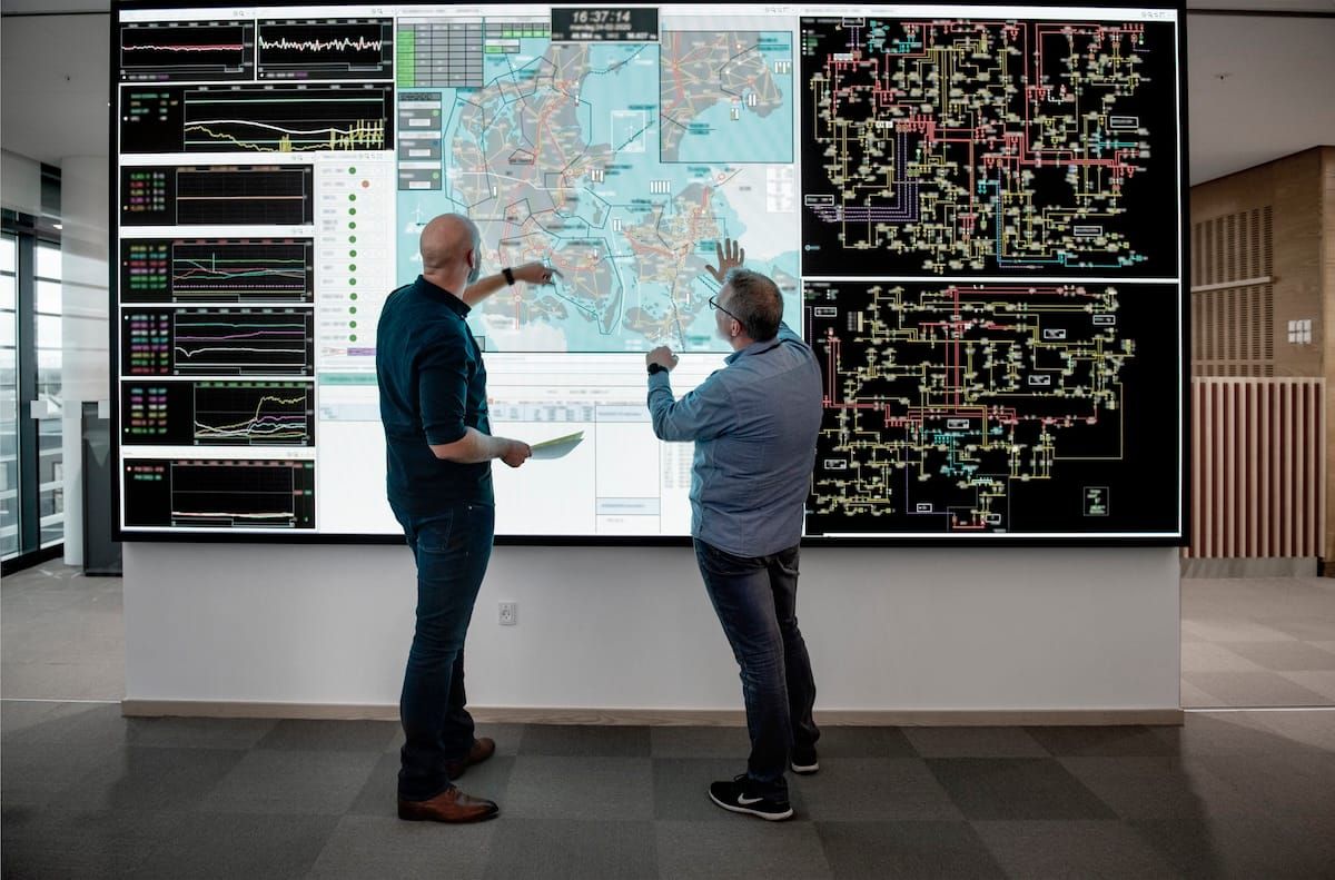 Energinet's electricity control centre, where the Danish transmission grid is monitored around the clock.