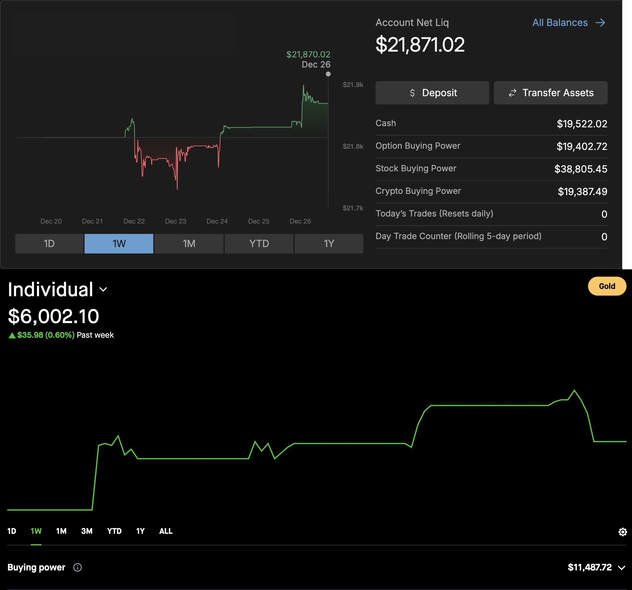 Net Portfolio (TastyTrade and Robinhood)