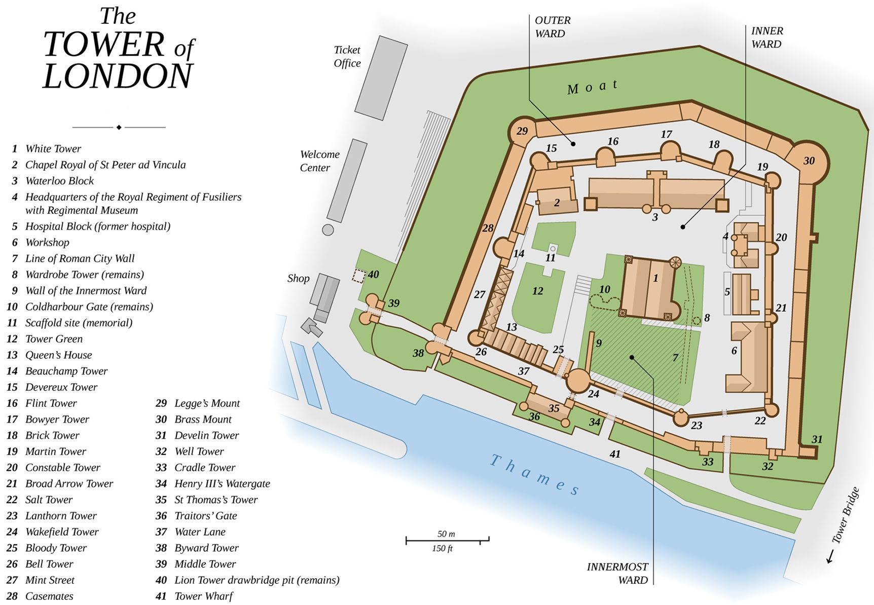 The Tower of London's layout