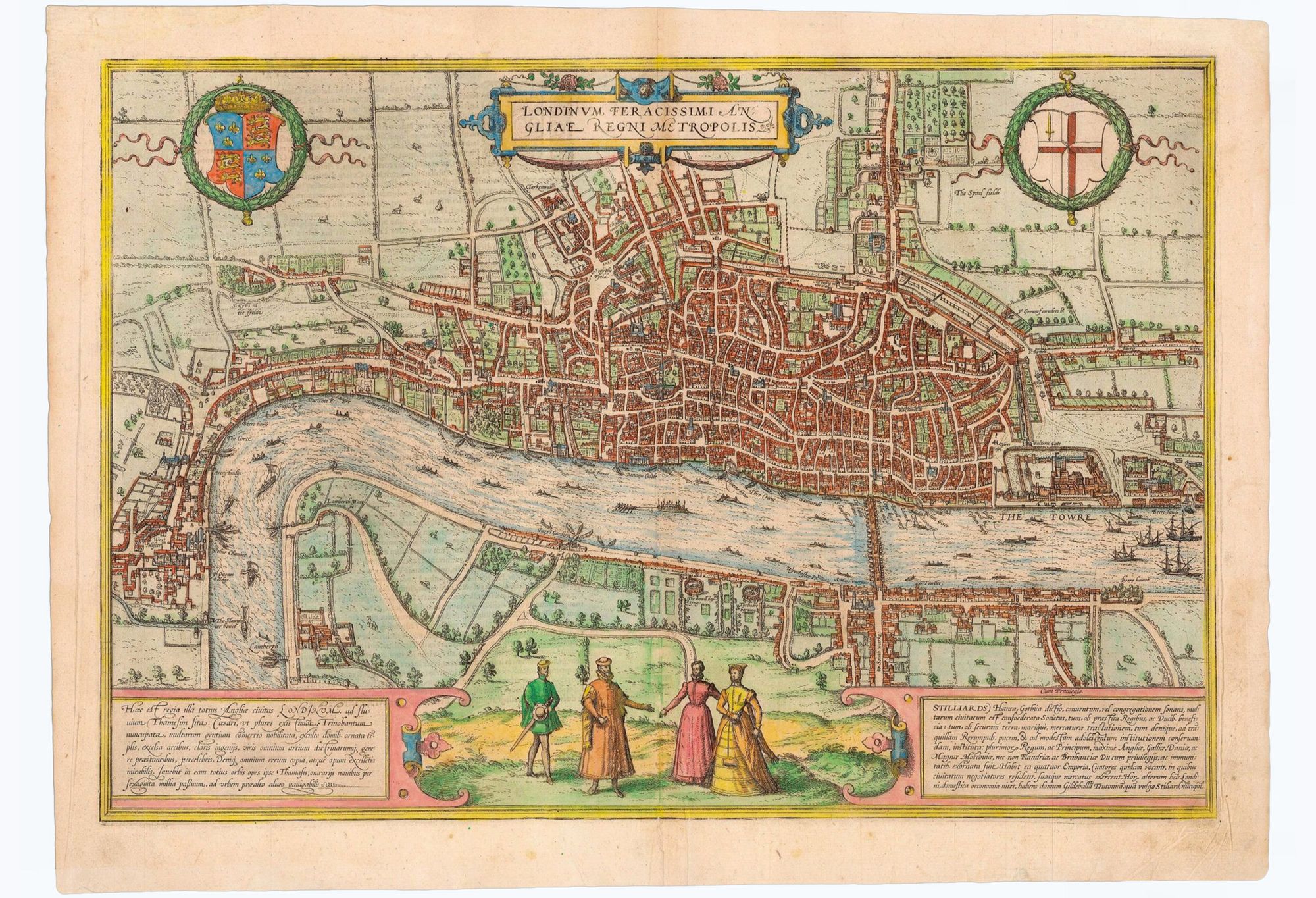 1572 plan mapping The City of London. Published in Civitates Orbis Terrarum 1574