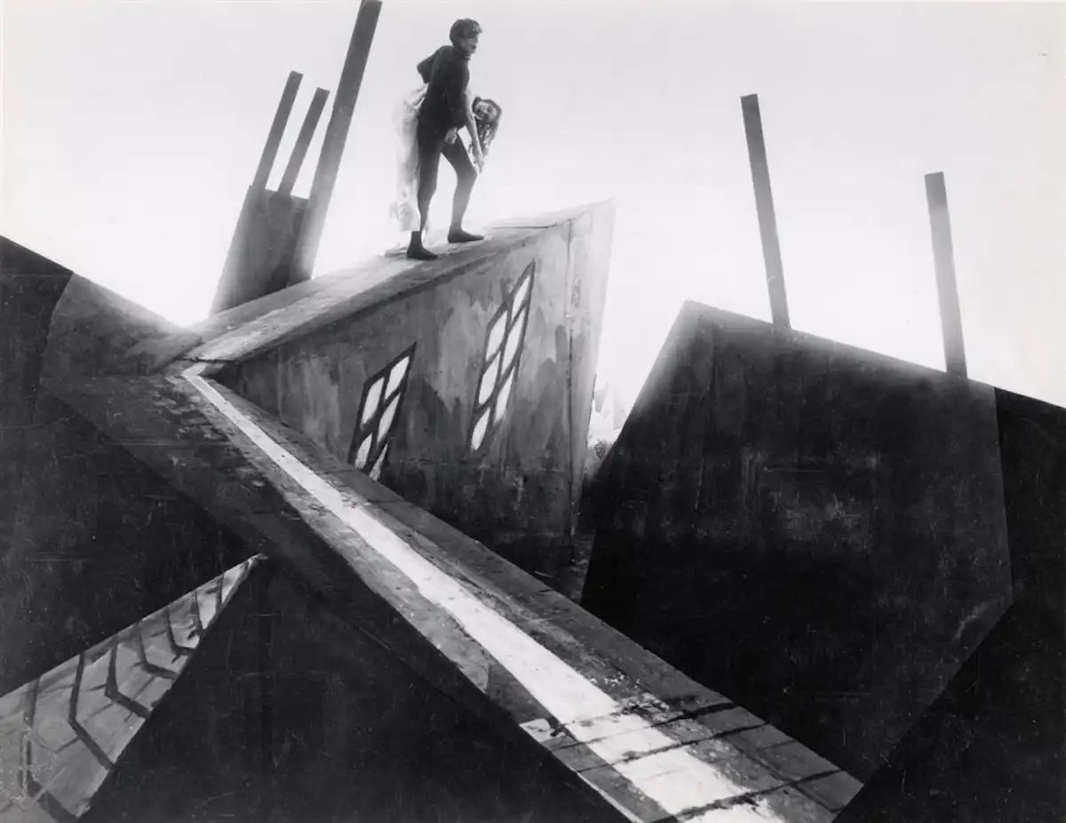 A German Expressionist dream-slash-nightmarescape. Harsh angles, stark black and white