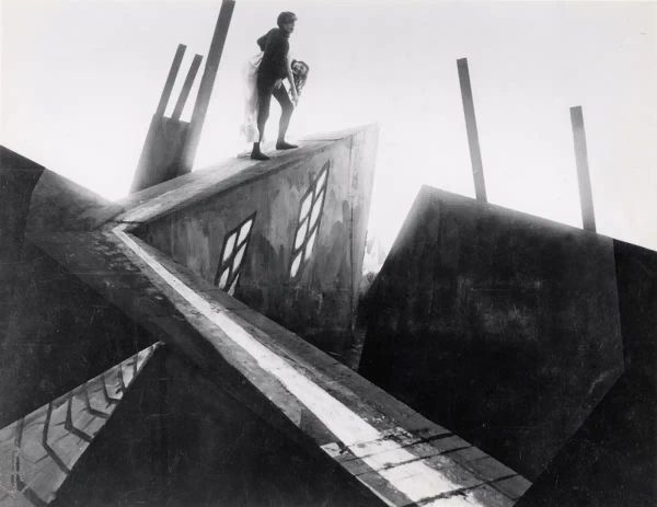 A German Expressionist dream-slash-nightmarescape. Harsh angles, stark black and white