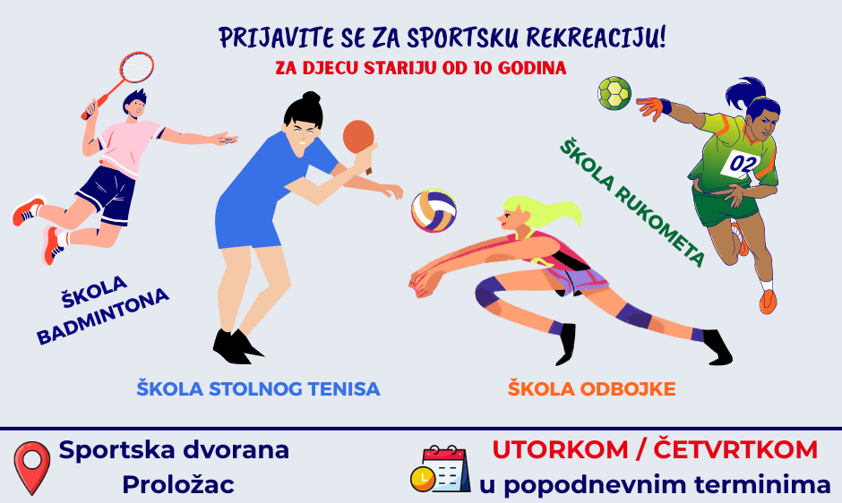“Sport za sve” u Prološcu – besplatne sportske aktivnosti za djecu i mlade