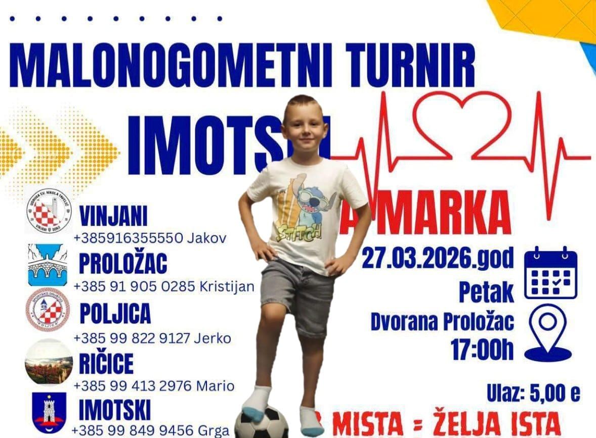 Nogomet za plemeniti cilj: "Imotski za Marka" ovog petka u Prološcu