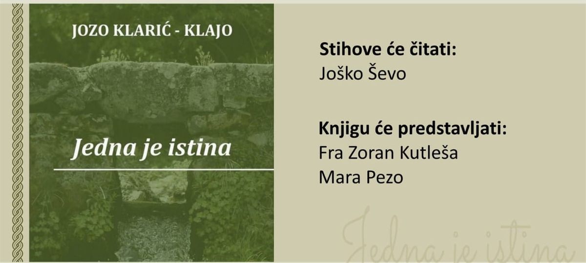 Predstavljanje knjige Joze Klarića "Jedna je istina" u POU Imotski