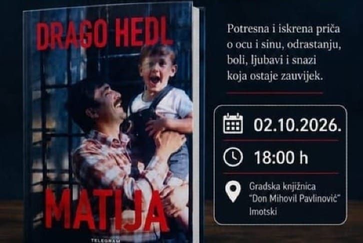 Drago Hedl u Imotskom predstavlja "Matiju" – intimnu priču o sinu, ljubavi i nenadoknadivom gubitku