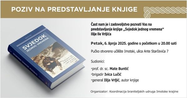 U petak promocija knjige Ilije Vrljića “Svjedok jednog vremena”