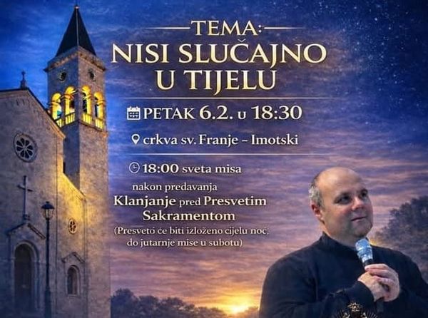 Predavanje don Damira Stojića u Imotskom - večer za molitvu i razmišljanje