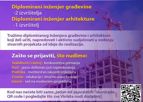 Pridruži se Violeta timu: Traže se inženjeri građevine i arhitekture!