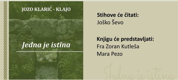 Predstavljanje knjige Joze Klarića "Jedna je istina" u POU Imotski
