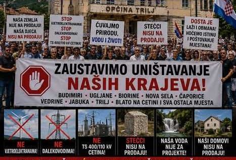 Veliki prosvjed u Trilju – građani Cetinske, Imotske i Omiške krajine dižu glas: "Dosta je! Nećemo uništavanje naših krajeva!"