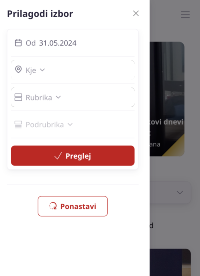 Prikaz mobilnega zavihka za prilagoditev izbora