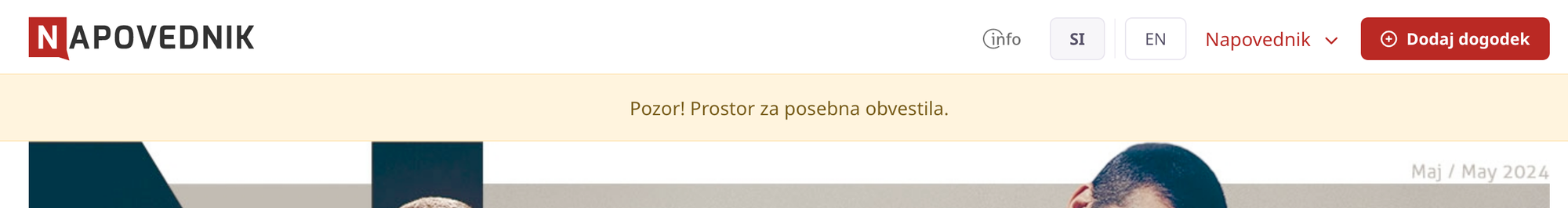 Prikaz, kje je prostor za posebno obvestilo