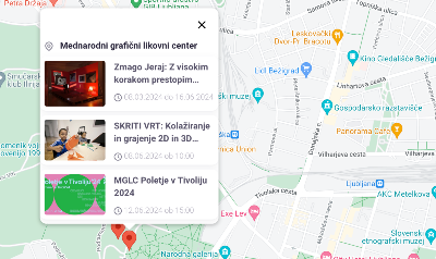 Prikaz zemljevida z dogodki