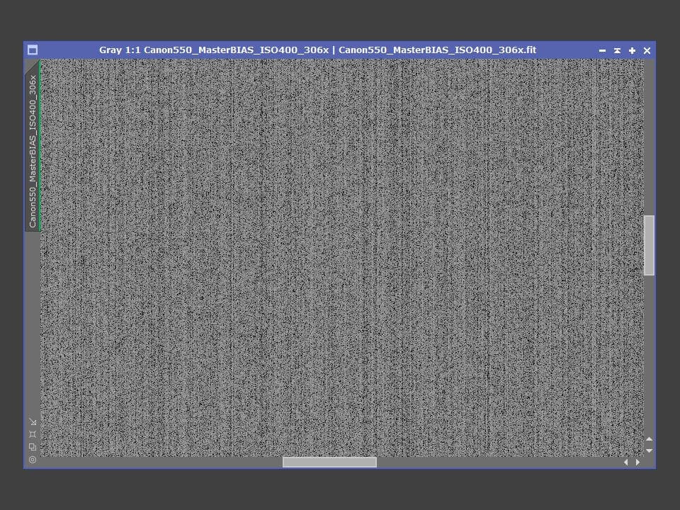 Master BIAS. Resultado del ruido de lectura de la cámara.