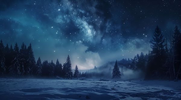 Paisaje nocturno de invierno. Generado por IA.