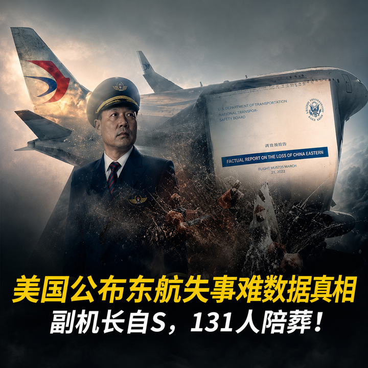 美国公布东航5735航班空难数据现真相，副机长自S，131人陪葬！    The U.S. has released data on the China Eastern Flight 5735 crash, revealing the truth: the co-pilot committed suicide, taking 131 people down with him.